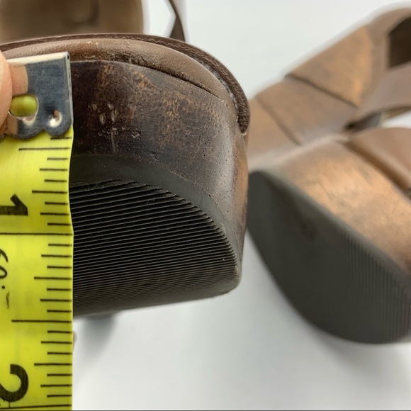 Diane Von Furstenberg Opal Brown Leather Wooden Wedges! size 7M! Worn Only Once! - Picture 14 of 16